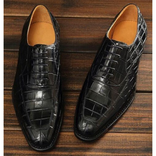 Black crocodile embossed - black,