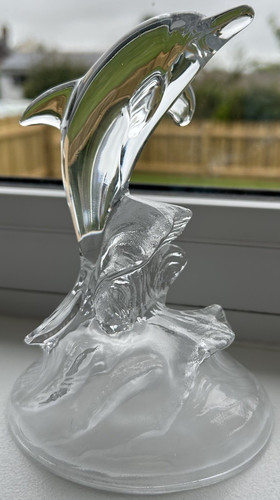 Clear glass dolphin figurine - glass,
