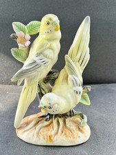 VINTAGE YELLOW BUDGIE PARAKEET PAROQUET PORCELAIN FIGURINE SCULPTURE