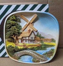 Vintage Legend Chalkware Sculptural Wall Plaque The Windmill