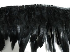 ROOSTER HACKLE HEN FEATHER FRINGE TRIM FASCINATOR MATERIAL - BLACK, WHITE 