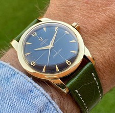 1950 Omega Seamaster 34mm Black Dial Automatic Gold rare vintage used watch Box