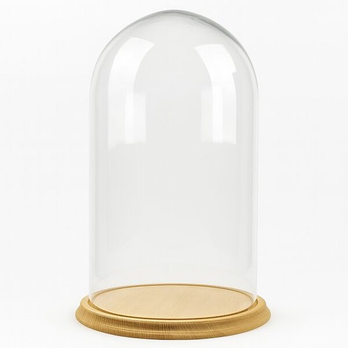 Clear circular glass dome with - clear,