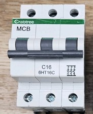 Crabtree Loadstar Type C 16A Triple Pole 10kA MCB 6HT16C