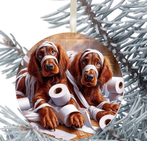 Red setter dog hanging bauble - dog,