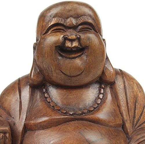 Large laughing wooden buddha - laughing,
