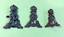 WW1 Officers Labour Corps Royal Pioneer. Cap - Collar Badges X3 1 No Pin VGC