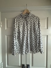 Women’s White Blouse with Black Hearts Size 12 From Papaya At Matalan