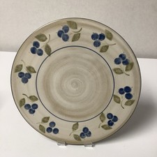 Vintage Stoneware Jersey Pottery  Cake Plate Hand Thrown Blue and Green