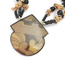 Vintage Boho Necklace Lagenlook Pendant Statement Holiday Festival Jewellery