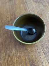 Mid Century Small Ceramic Sugar Bowl And Spoon 1970s In Very Good Condition