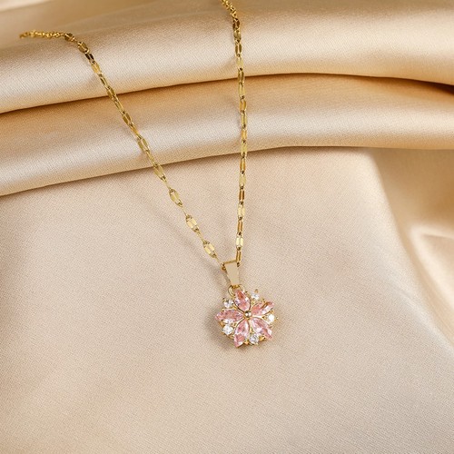 Pink sakura flower pendant - pink,