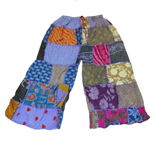 Purple patchwork boho pants - purple,
