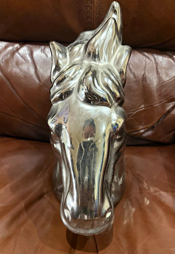 Silver tone metal horse - metal, head