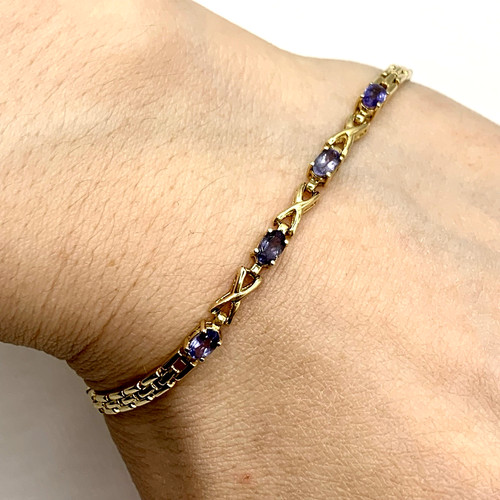 Tanzanite bracelet 14ct gold - bracelet,
