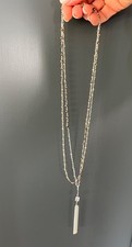 Stella & Dot Fancy Silver & Taupe Lariat Necklace, fully adaptable/multi options