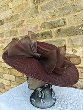 brown large fascinator millinery burlesque headband wedding hat ascot
