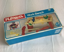 Vintage Playskool Wooden Plastic Toy Work Bench (1982) – Boxed