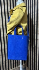 Cobalt Royal Blue Large Shopper Shoulder Crossbody Bucket Tote Bag Womens Y2K