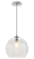 Modern Ribbed Glass Globe Shade Chandelier Pendant Ceiling Pub Dine Light H3026
