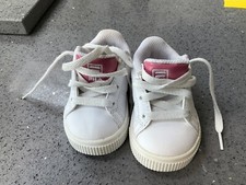 Fila  Panache Infant Trainers white pink Sneaker Kids UK4 VGC unisex girls