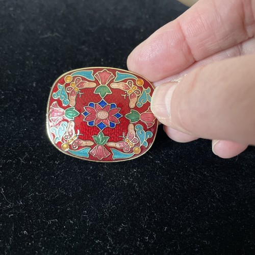 Vintage cloisonne enamel red - vintage,
