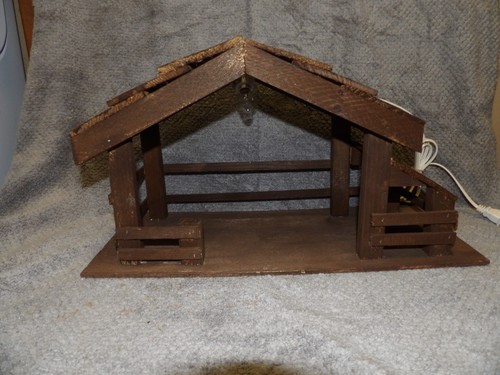 Vintage wood nativity stable - wood,