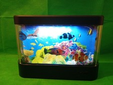 Artificial Aquarium Sea Ocean With Moving Fish Tank Rotating Screen Night Led