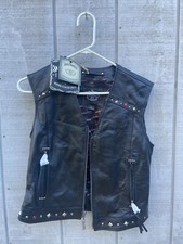 Jack Daniels Old No. 7 Brand Women’s Black Leather Motorcycle Vest Biker Small