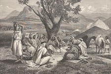 Israel Palestine an Arab storyteller woodcut engraving 1892 19th century