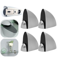 4x Polished Chrome Glass Shelf Support Clamp Brackets Bathroom For Shelves