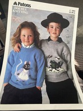 Original Patons  Knitting Pattern Childs Frog And Mouse Sweater  No 4302 Dk