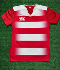 Canterbury Red and White Rugby Union Jersey T-Shirt | Mens Adult Medium Kit Top