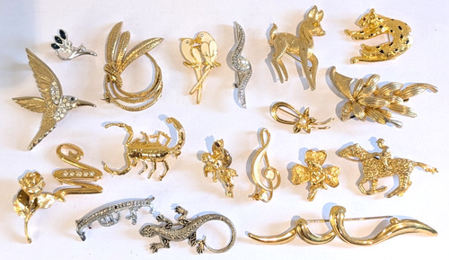 Vintage brooch lot 19x - lot, gold