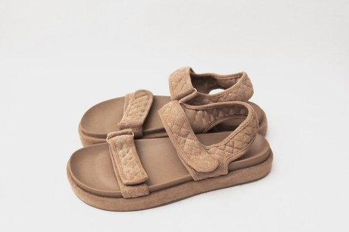 Sandals quilted suede look - quilted,