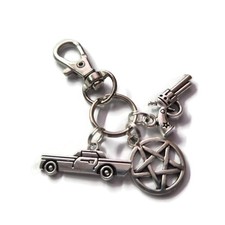 SUPERNATURAL TV fandom themed charm bag clip keyring present gift favors