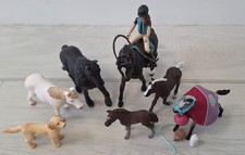 Bundle Of Schleich Horses Foal With Rider And A  Dog. Collectibles/toys.