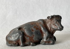 Vintage WORN Painted Lead Toy Britains Ltd Farm Cow Cattle Laying Down #D-625