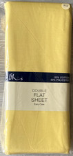 BHS Easy Care Double Flat Bed Sheet Yellow PolyCotton 230cm x 260cm