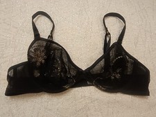 TU Wired And Unpadded Black/Gold Balcony Bra UK Size 34A Good Condition 