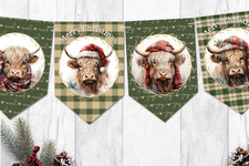 Christmas Highland Cow Bunting