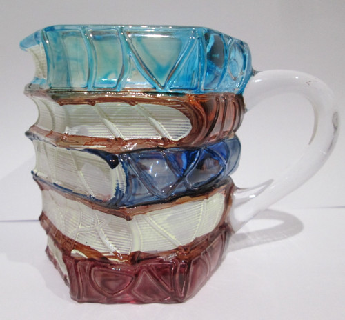Hand painted book stack glass - hand-painted,