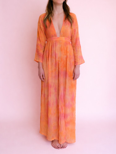 Tie dye boho maxi kaftan - boho,
