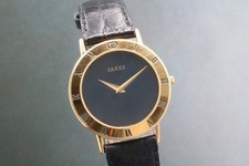 [Near MINT] GUCCI 3000.2.M 33mm Black Dial gold Quartz Men's Watch From JAPAN