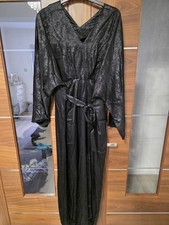 Womens belted Abaya Dress Kaftan Modest Dress evening holiday dress matt black 