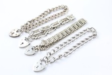 Sterling Silver Bracelets Vintage Gate Link Heart Padlock Double Curb x 4 (52g)