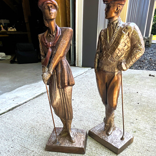 Pair bronze metal standing - bronze,