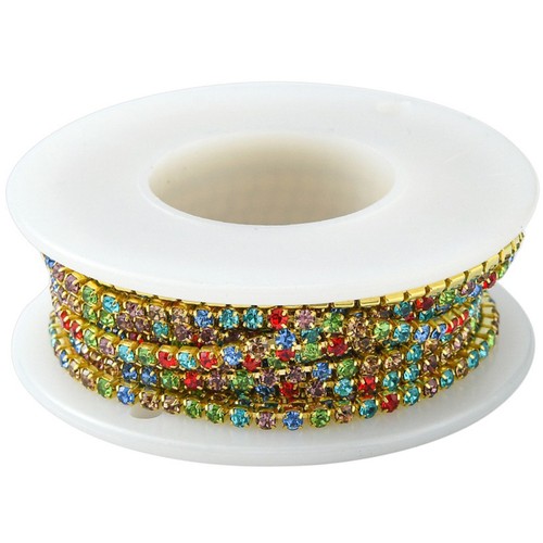 Multicolor rhinestone trim - multicolor,