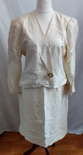 Vintage 1980s Condici 100% Silk Ivory Coloured Wedding Suit - Skirt & Jacket