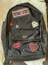 Victoria's Secret 'love Victoria' Patches Satin Backpack/Rucksack,  lined, VGC